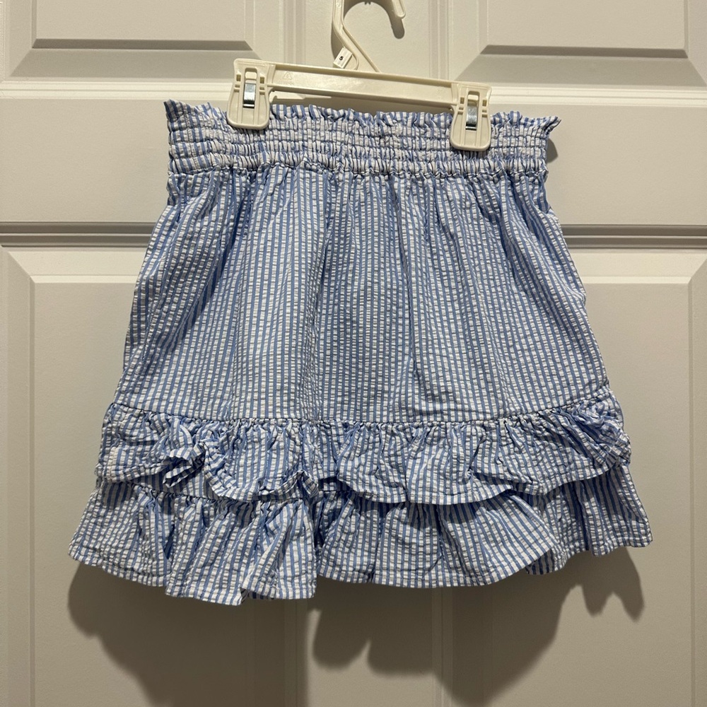 Crewcuts Blue & White Striped Ruffle Mini Skirt